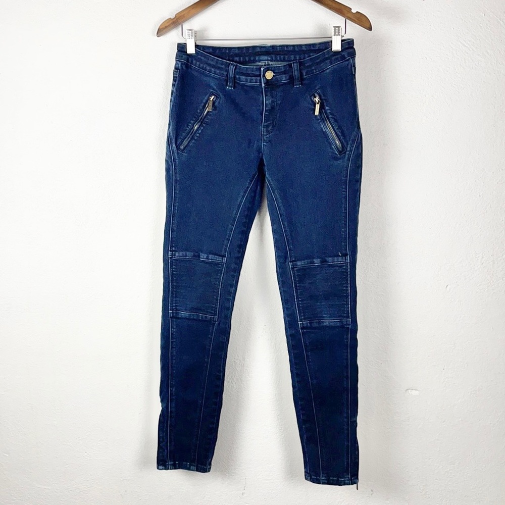 MICHAEL KORS | Dark Navy Blue Zipper Ankle & Pockets Moto Style Jeans 👖